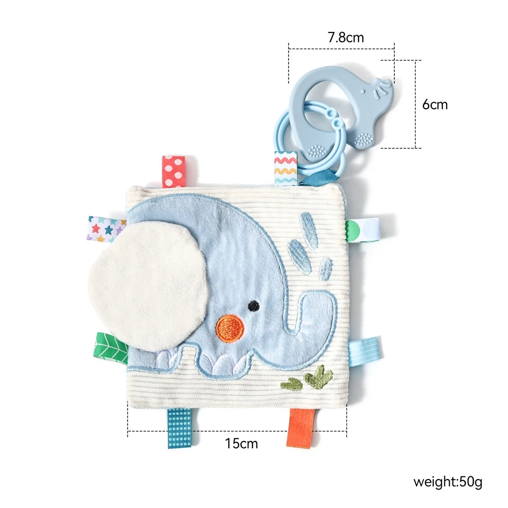 Baby Cloth Book with Bear & Goose, Sensory Crinkle Activity Book with Mirror, Teether, and Hanging Ring, Early Educational Toys