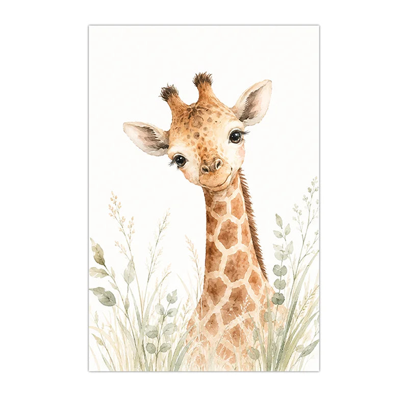 Personalized Letter Wall Art Cute Animal Canvas Painting Soft Nursery Poster Print Kids Room Wall Decor