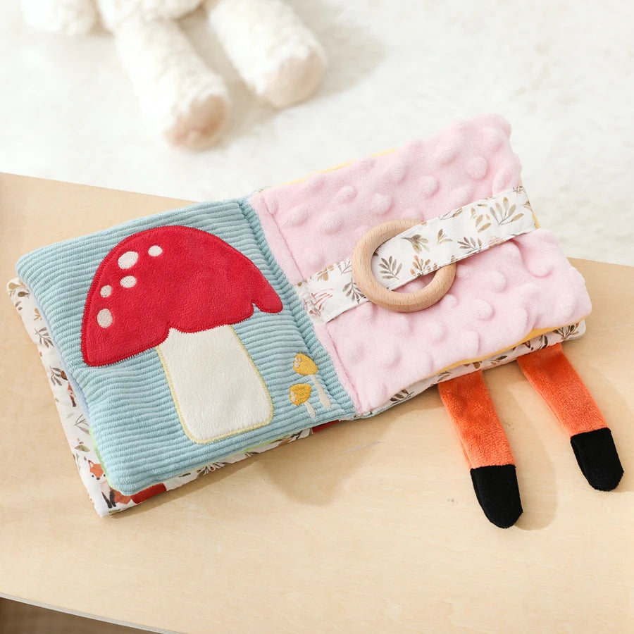 Baby Montessori Toys First Cloth Sensory Book Infant Cartoon Animal Cognitive Soft Books With Mirror Early Educational Toys