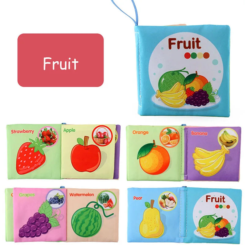 New Baby Toys Cartoon Animals Tail Baby Cloth Book Educational Ringed Paper Cloth Book Toys Enlightenment Baby Toys 0 12 Months