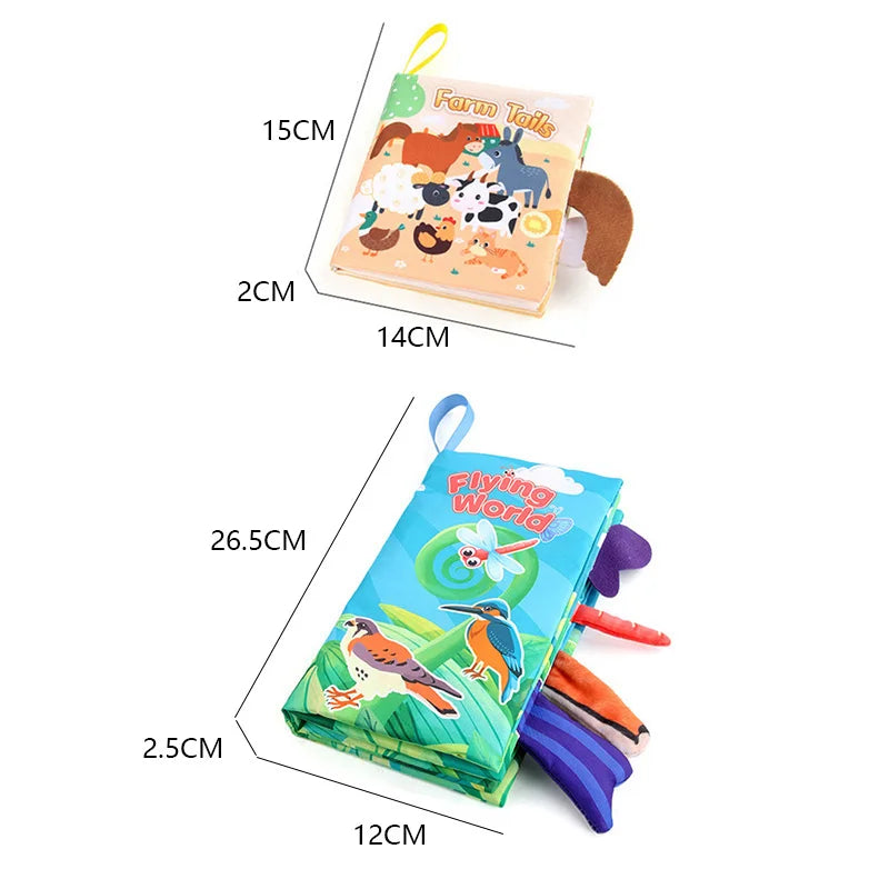 0-36M Baby Early Learning Toy Tail Cloth Book Puzzle Parent-child Interactive Sound Paper Infants Activity Toys for Babies