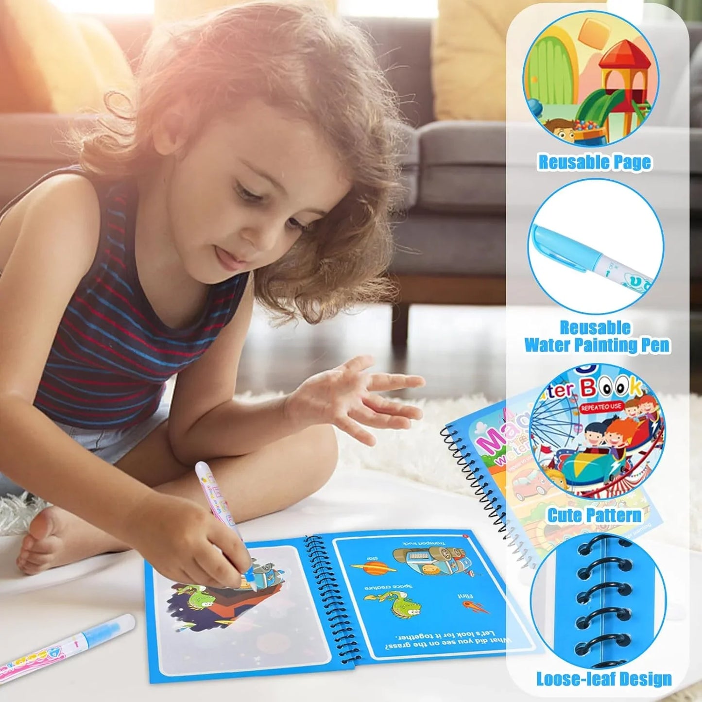1PC Children Drawing Coloring Books Magic Water Drawing Book for Boys And Girls Gift Animal Cartoon Montessori Diy Painting Toys