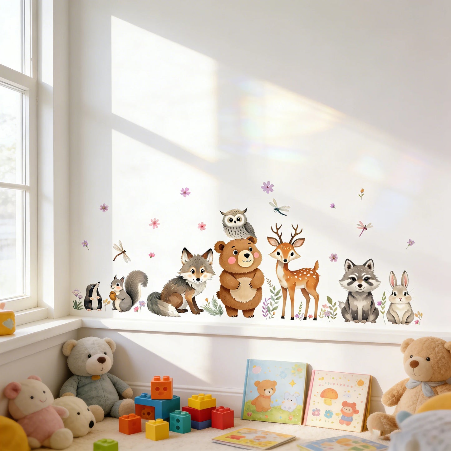New Creative Cartoon Bear Wall Stickers Decorative Adhesive Decals for Living Room Bedroom Background Decoration