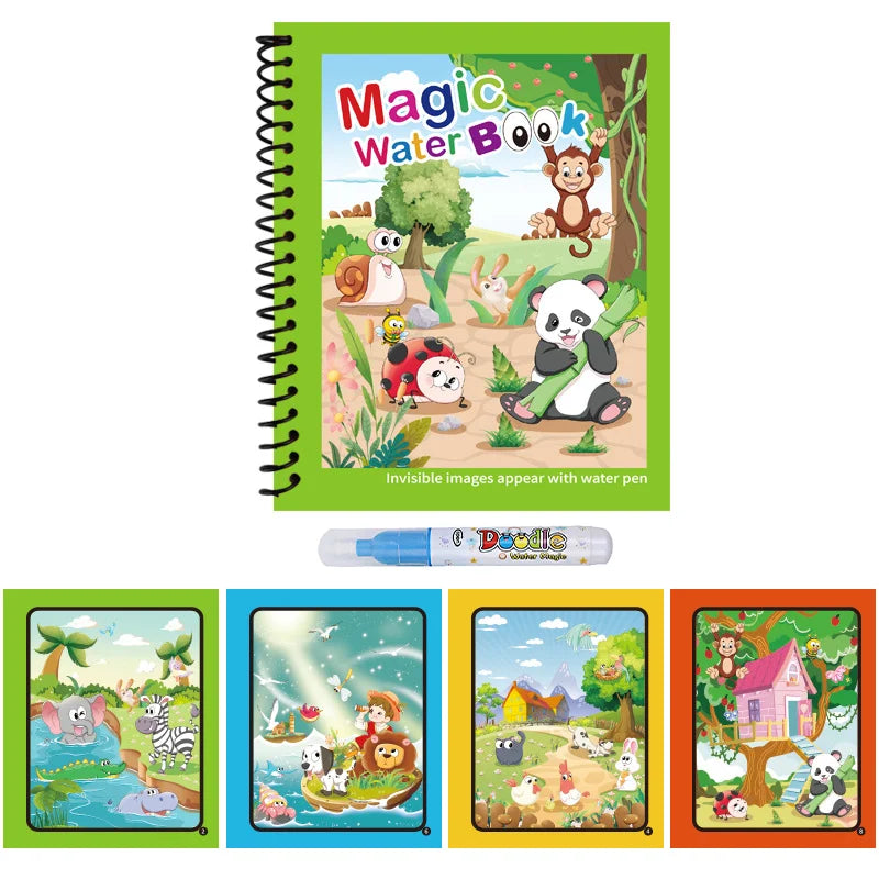 1PC Children Drawing Coloring Books Magic Water Drawing Book for Boys And Girls Gift Animal Cartoon Montessori Diy Painting Toys