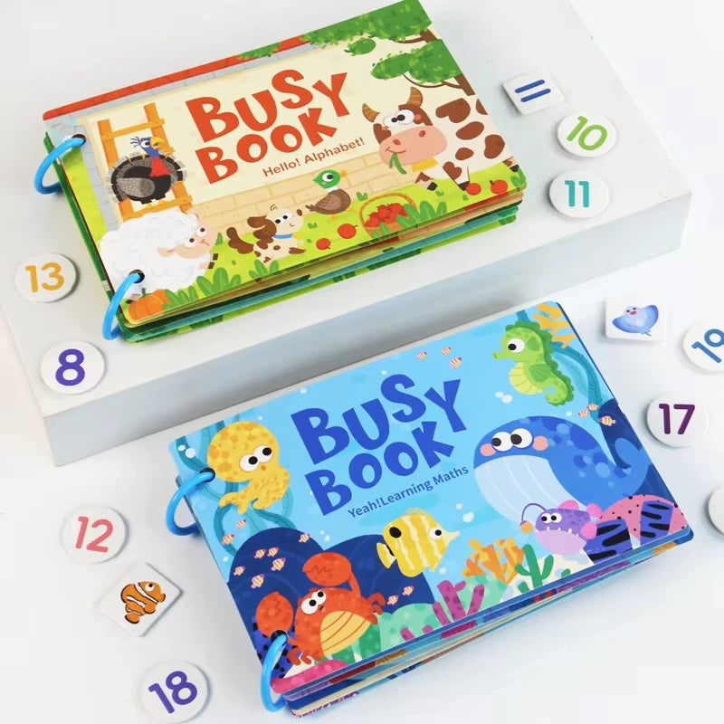 Toddler Quiet Book Montessori Activities 3D Puzzle Paste Matching Game Toy For Kid Educational Magic Tape Wooden Busy Books Toys