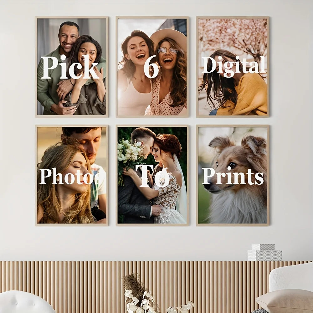 6pcs/set Custom Canvas Prints Photo Wall Art Personalized Poster for Family Life Pet Animal Birthdays Wedding Scenery Home Decor