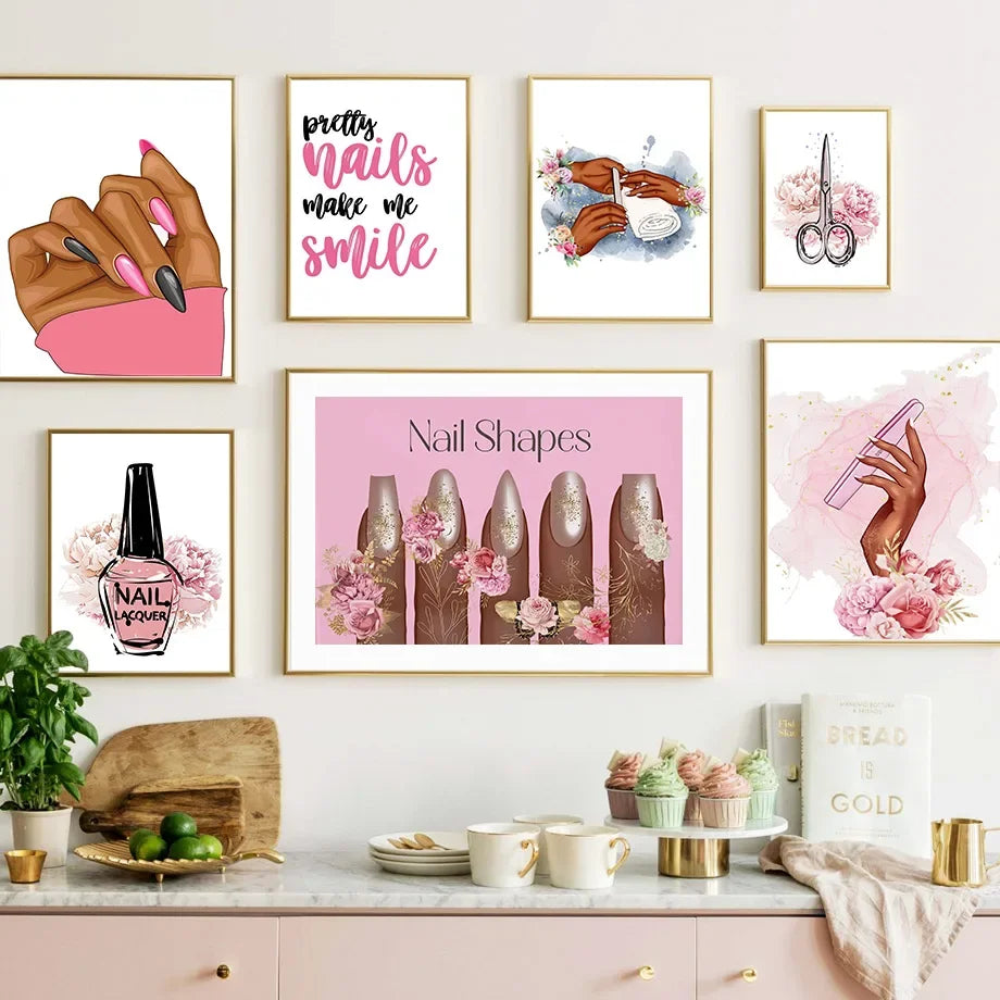 Nail Themed Printed Art Posters