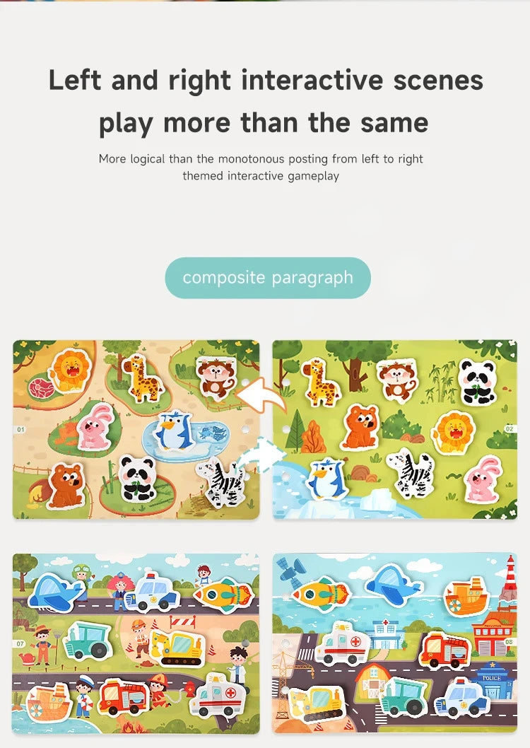 Animal Habitat Sticker Book for Kids Activity Montessori Busy Books Funny Sticker Book Educational Game Travel Toys for Toddlers