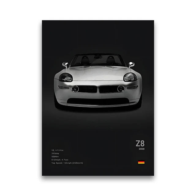 2-A1 Famous Cars G80 M3C Canvas Wall Art Print Poster E30 M3 Z8 Decorative Mural Modern Home Decor Birthday Gift Unframed