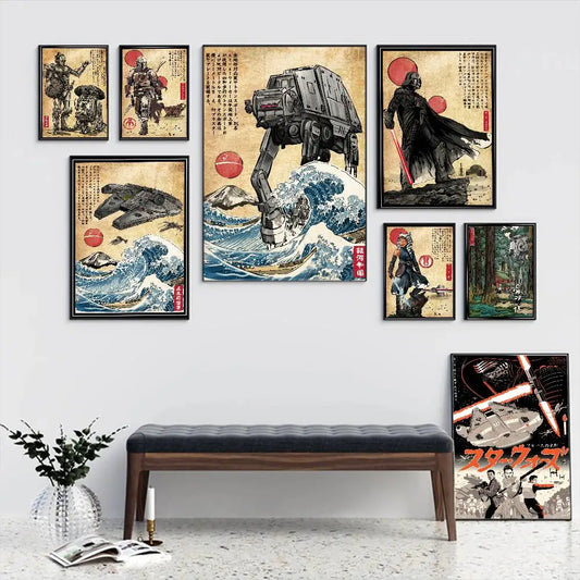 S-Star W-Wars Film Whitepaper Poster Fancy Wall Sticker For Living Room Bar Decoration Aesthetic Art Wall Painting