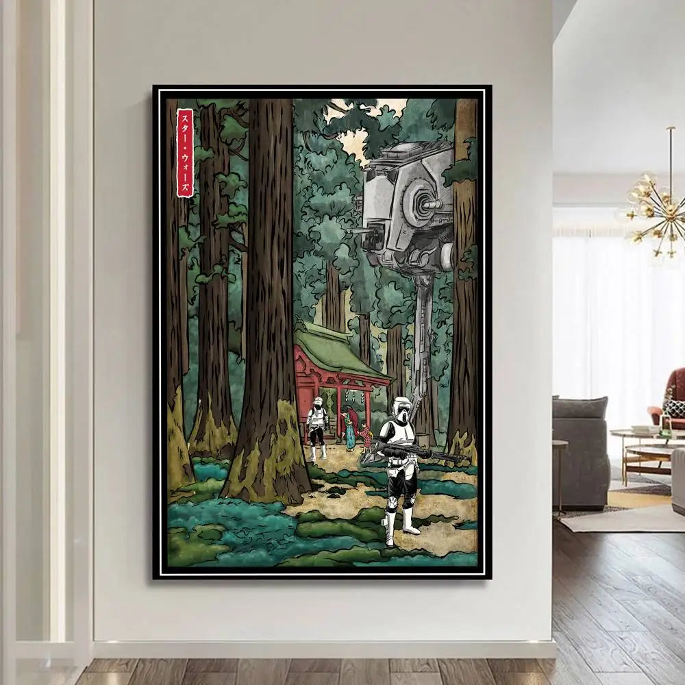S-Star W-Wars Film Whitepaper Poster Fancy Wall Sticker For Living Room Bar Decoration Aesthetic Art Wall Painting