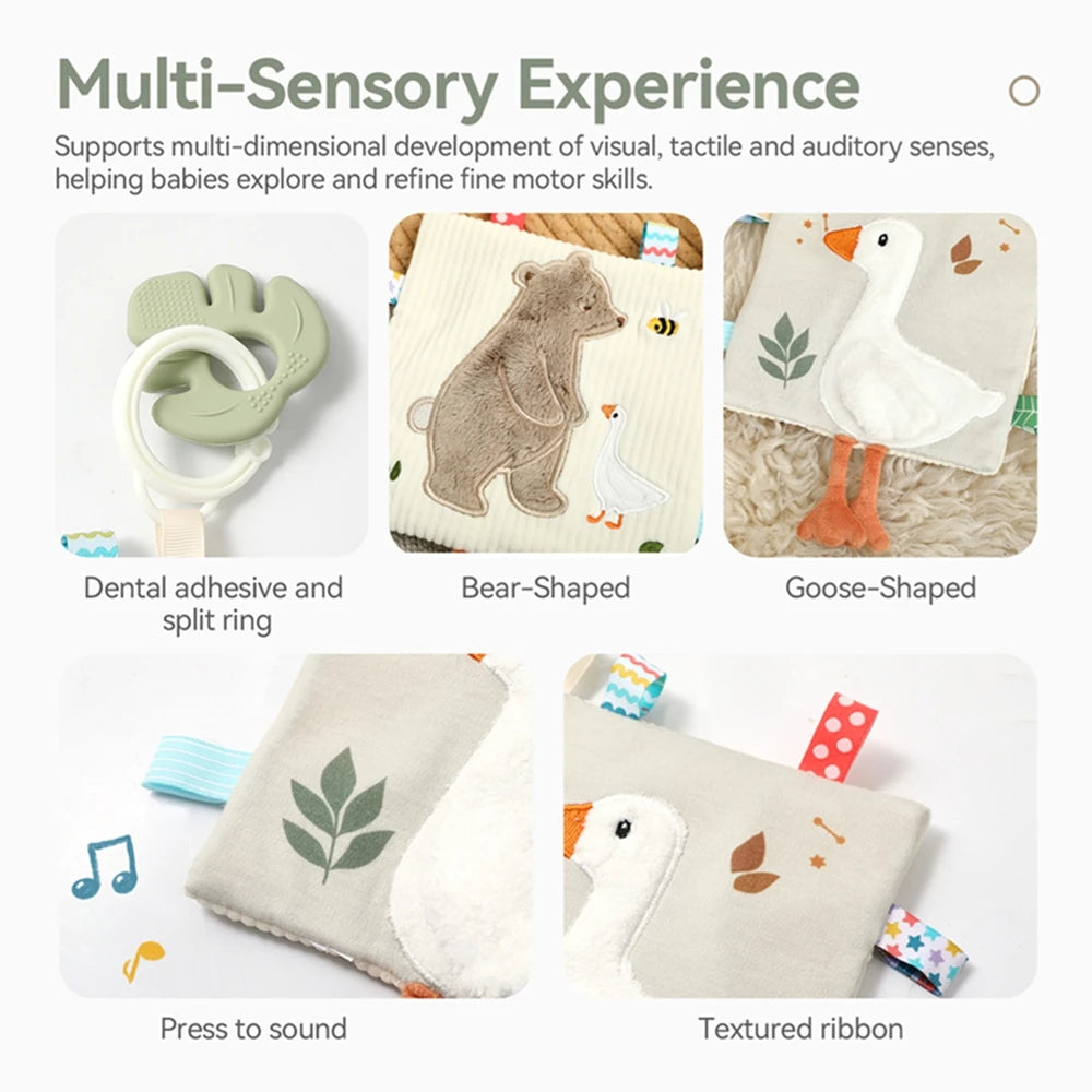 Soft Baby Books toys Montessori 3D Touch Feel High Contrast Cloth Book Sensory Early Learning games for kids Educational toys