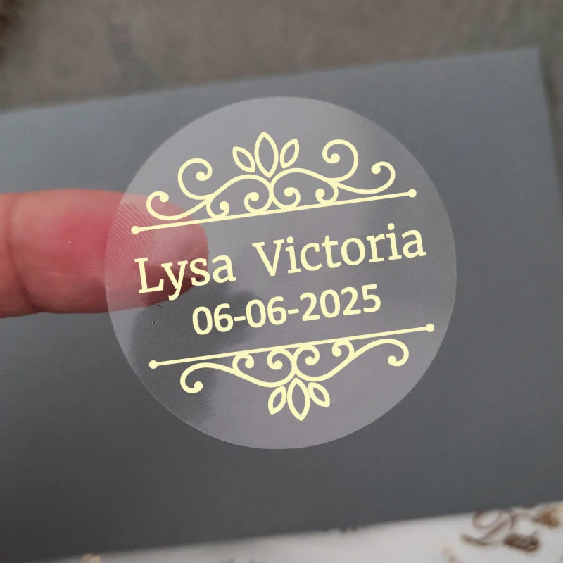 Custom Gold Foiled Stickers, Wedding, Birthday, Your Text, Thank You Labels, Baby Shower, Engagement, Invitation Seals.50 Pieces