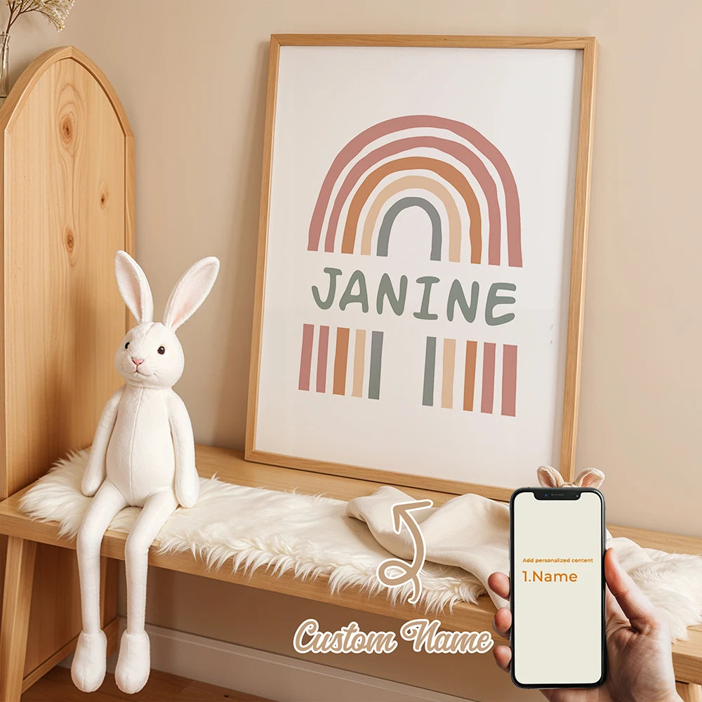 Personalized Custom Name Cartoon Child Stripe Wall Art Print Picture Canvas Poster Painting For Living Room Home Decor Gift