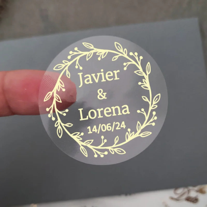 Custom Gold Foiled Stickers, Wedding, Birthday, Your Text, Thank You Labels, Baby Shower, Engagement, Invitation Seals.50 Pieces
