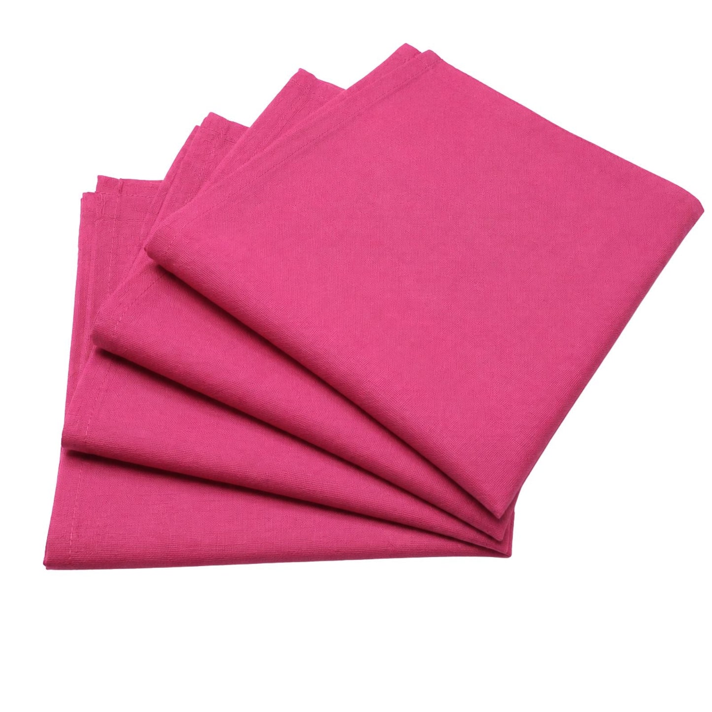 Charlo's Set of 4 Pink 100% Cotton Solid Cloth Napkins 15" by 15" Washable Reusable